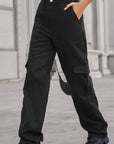 Dark Gray Long Straight Leg Jeans with Pockets