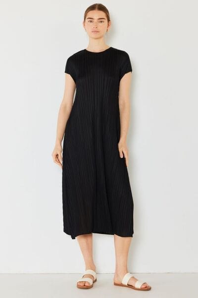 Light Gray Marina West Swim Pleated Cap Sleeve A-Line Dress