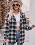 Gray Plaid Dropped Shoulder Hooded Longline Jacket