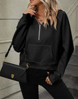 Rosy Brown Raglan Sleeve Zip-Up Hoodie with Pocket