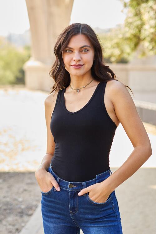 Light Gray Zenana Racerback Tank Bodysuit