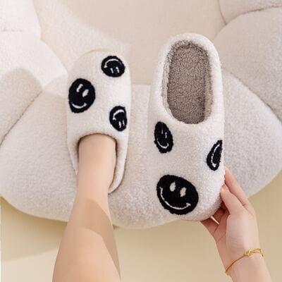 Gray Melody Smiley Face Slippers