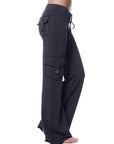 Dark Slate Gray Mid Waist Pants with Pockets