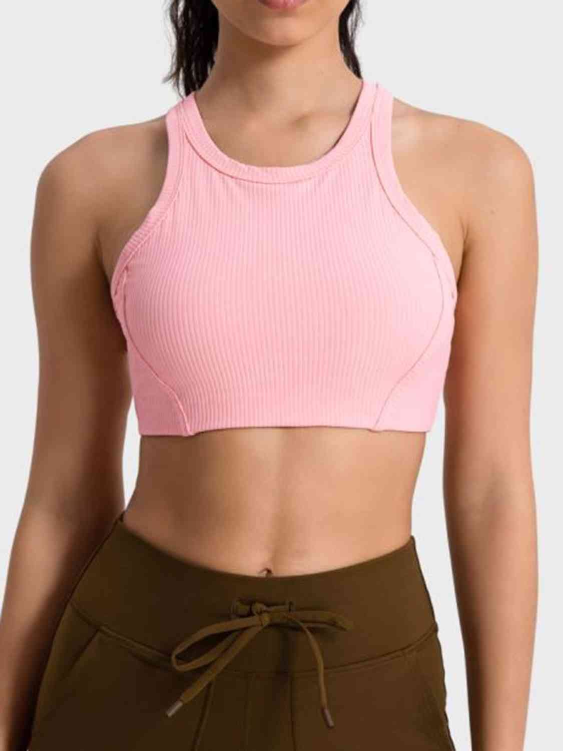 Pink Wide Strap Cropped Sport Tank