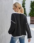 Gray Boat Neck Dropped Shoulder Sweater