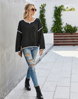 Gray Boat Neck Dropped Shoulder Sweater