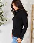 Black BOMBOM Turtleneck Long Sleeve Blouse