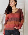 Gray Gradient V-Neck Sweater