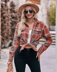 Rosy Brown Plaid Dropped Shoulder Longline Shirt