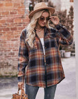 Rosy Brown Plaid Dropped Shoulder Longline Shirt