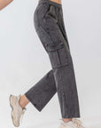 Light Gray Button Fly Pocketed Long Jeans