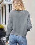 Light Slate Gray Button Up Dropped Shoulder Cardigan