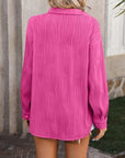 Pale Violet Red Button Up Dropped Shoulder Shirt