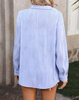 Light Steel Blue Button Up Dropped Shoulder Shirt