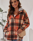 Gray Button Up Plaid Hooded Jacket