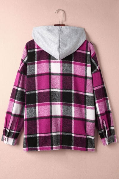 Thistle Button Up Plaid Hooded Jacket