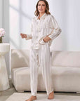 Gray Button-Up Shirt and Pants Pajama Set