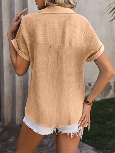 Rosy Brown Button Up Short Sleeve Shirt