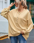 Rosy Brown Buttoned Dropped Shoulder Sweatshirt