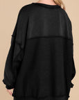 Black Buttoned Dropped Shoulder Sweatshirt