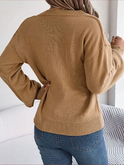 Sienna Cable-Knit Buttoned V-Neck Sweater