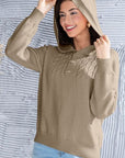 Dark Gray Cable Knit Long Sleeve Hooded Sweater