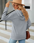 Dark Gray Cable-Knit Long Sleeve Hoodie