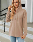 Rosy Brown Cable-Knit Long Sleeve Hoodie