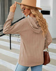 Rosy Brown Cable-Knit Long Sleeve Hoodie