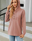 Rosy Brown Cable-Knit Long Sleeve Hoodie