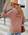 Rosy Brown Cable-Knit Long Sleeve Hoodie