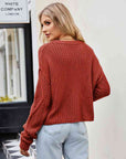 Light Gray Cable-Knit Round Neck Dropped Shoulder Sweater