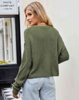 Light Gray Cable-Knit Round Neck Dropped Shoulder Sweater