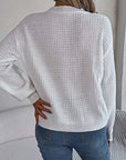 Dark Gray Cable-Knit Round Neck Long Sleeve Sweater