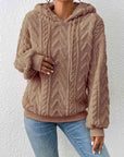 Rosy Brown Drawstring Long Sleeve Hoodie