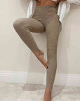 Gray Ribbed Mid Waist Leggings