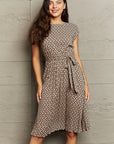 Rosy Brown Round Neck Tie Waist Dress