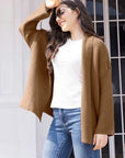 Light Gray Tied Open Front Long Sleeve Cardigan