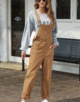 Dim Gray Wide Strap Buttoned Straight Overalls