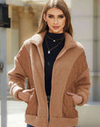 Rosy Brown Zip-Up Collared Neck Jacket