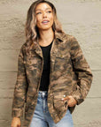 Rosy Brown Double Take Camouflage Snap Down Jacket