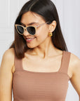 Tan Cat-Eye Acetate Frame Sunglasses