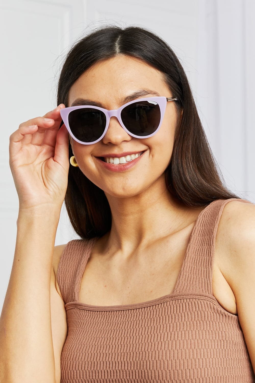 Tan Cat-Eye Acetate Frame Sunglasses