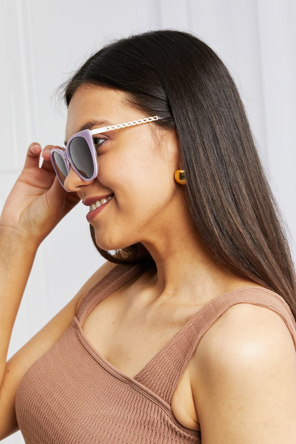 Tan Cat-Eye Acetate Frame Sunglasses