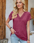 Sienna V-Neck Petal Sleeve T-Shirt