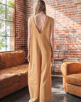 Rosy Brown Ces Femme V-Neck Sleeveless Wide Leg Jumpsuit