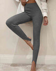 Gray Ribbed Mid Waist Leggings