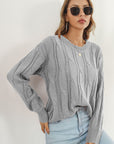 Light Gray Round Neck Long Sleeve Sweater