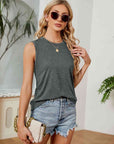 Gray Round Neck Tank Top