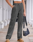 Gray Straight Denim Cargo Pants